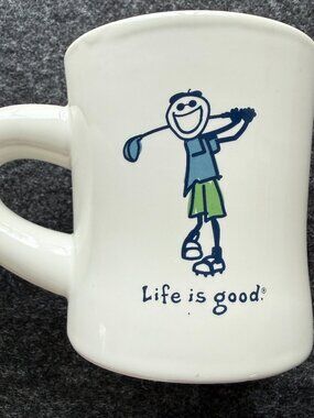 Life is Good Jake Golfer Mug Diner Style Coffee Mug White